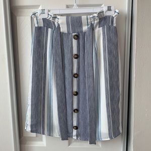 Blue and white striped skirt